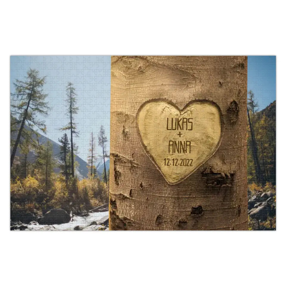 Personalisiertes Paar-Puzzle "Baumherz"