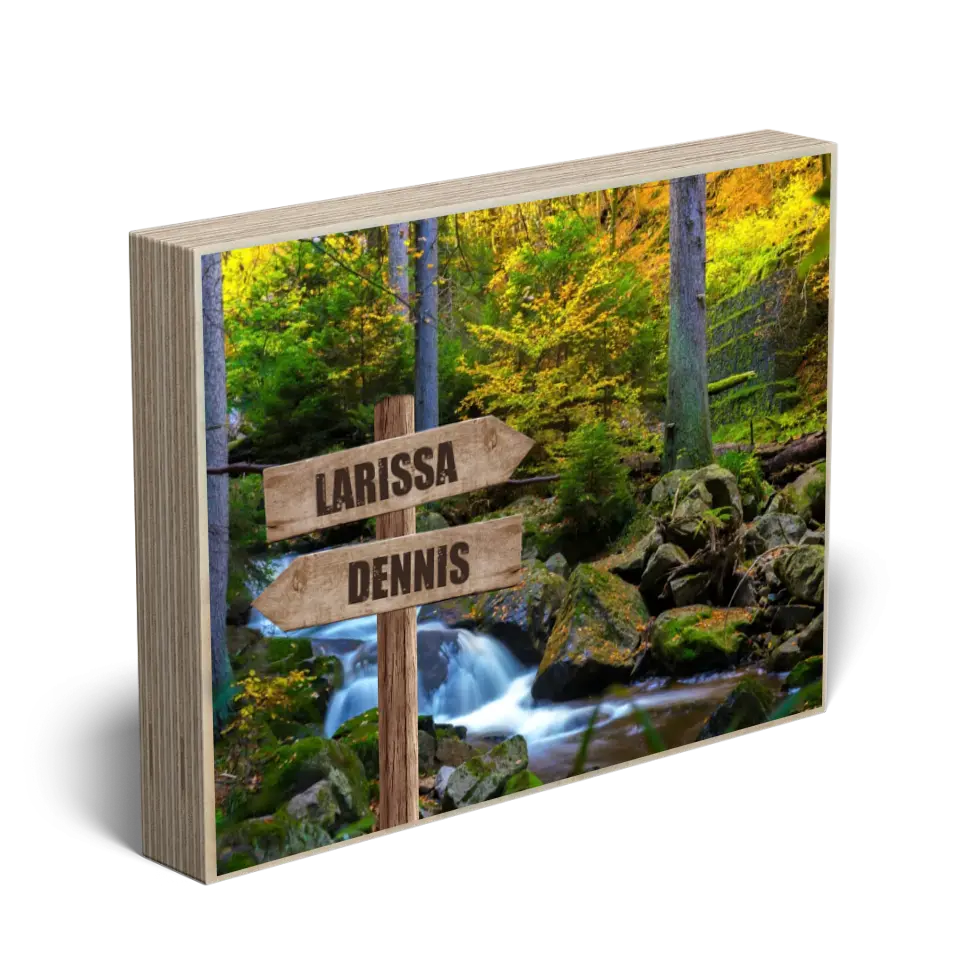 Personalisiertes Holzbild "Wegweiser" Links