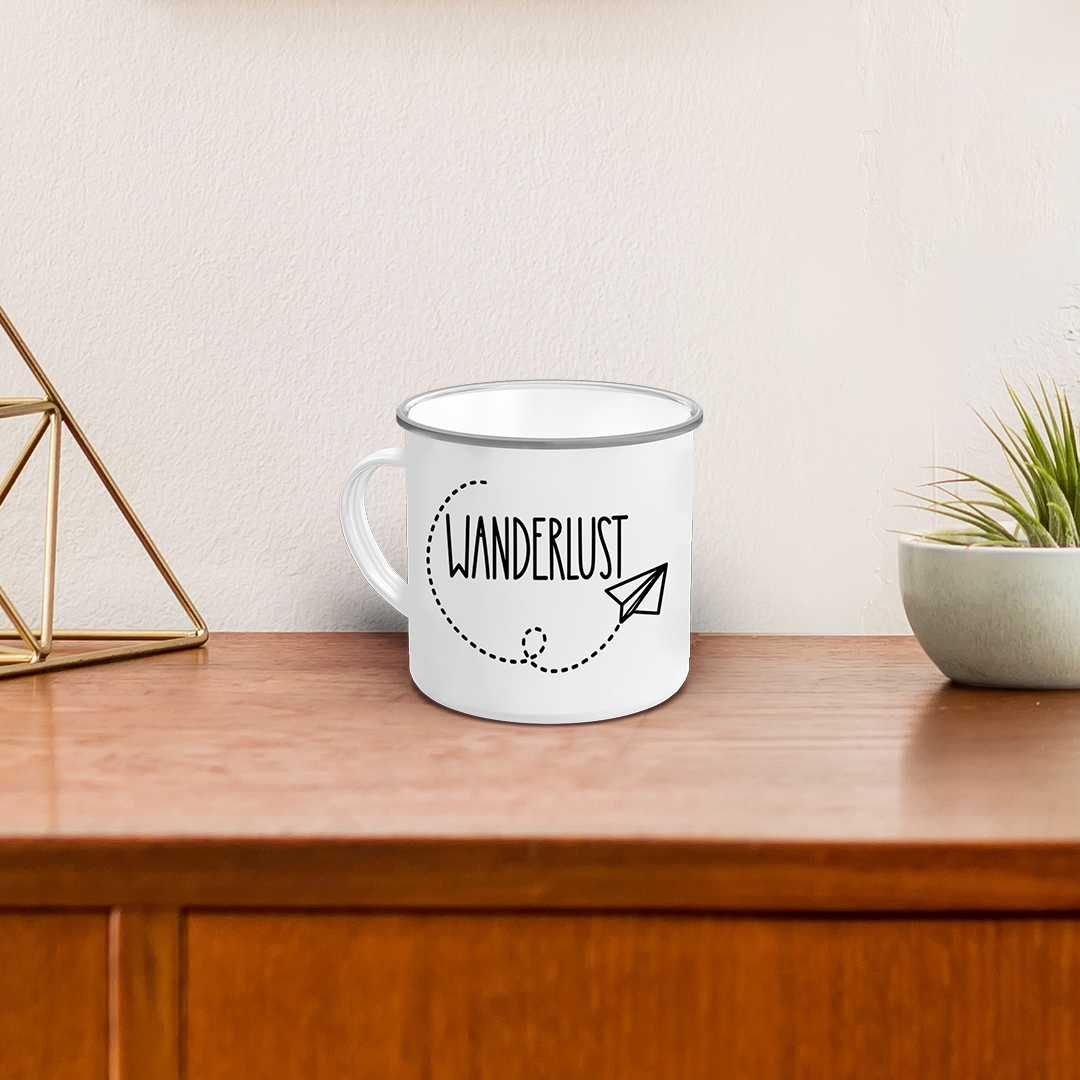 Emaille-Tasse "Wanderlust"