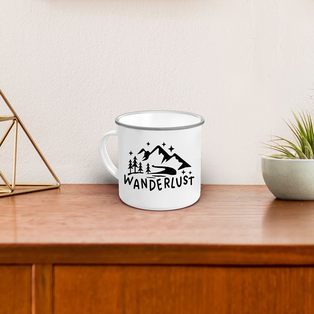 Emaille-Tasse "Wanderlust 3"